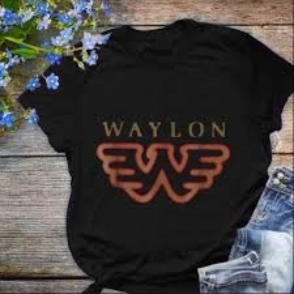 Waylon Jennings Red & Gold Flying W T-Shirt L